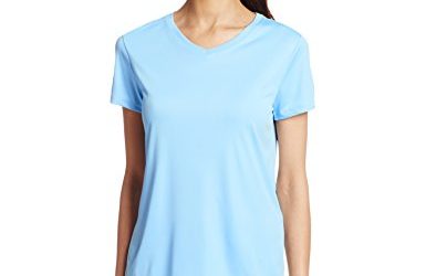 Hanes Sport Women's Cool DRI Performance V-Neck Tee,Light Blue,X-Large