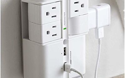 ECHOGEAR On-Wall Surge Protector with 4 Pivoting AC Outlets & 2 USB Ports – Packs 1080 Joules of Surge Protection & Installs On Existing Outlets to Protect Your Gear & Increase Outlet Capacity