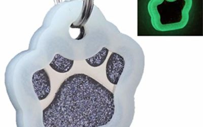 io tags Pet ID Tags, Personalized Dog Tags and Cat Tags, Custom Engraved, Easy to Read, Cute Glitter Paw Pet Tag (Black + Silencer)