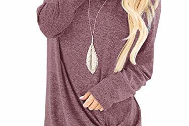 Yidarton Women's Comfy Casual Long Sleeve Side Twist Knotted Tops Blouse Tunic T Shirts(rd,m) Red