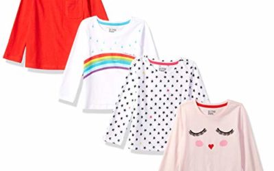 Spotted Zebra Girls' Kids Long-Sleeve T-Shirts, 4-Pack Rainbow Smiles, Small