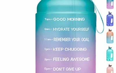 Venture Pal Large 1 Gallon Motivational Water Bottle with 2 Lids (Chug and Straw), Leakproof BPA Free Tritan Sports Water Jug with Time Marker to Ensure You Drink Enough Water Throughout The Day