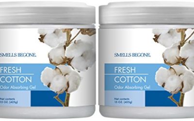 Smells Begone Air Freshener Odor Absorber Gel – Made with Natural Essential Oils – Absorbs and Eliminates Odor in Pet Areas, Bathrooms, Cars, Boats (Fresh Cotton Scent 2 Pack)