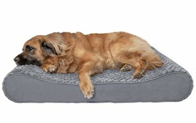 Furhaven Pet Dog Bed – Orthopedic Ultra Plush Faux Fur Ergonomic Luxe Lounger Cradle Mattress Contour Pet Bed with Removable Cover for Dogs and Cats, Gray, Jumbo Plus