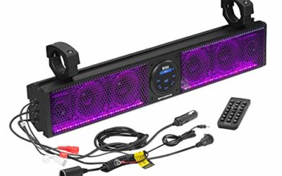 BOSS Audio Systems BRT26RGB ATV UTV Sound Bar System – 26 Inches Wide, IPX5 Rated Weatherproof, Bluetooth Audio, Amplified, 4 inch Speakers, 1 Inch Tweeters, USB Port, RGB Multicolor Illumination