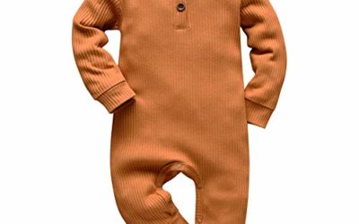 Eghunooy Baby Boy Girl Solid Color One Piece Romper Pajamas Jumpsuit Outfits Clothes (0-3 Months) Yellow