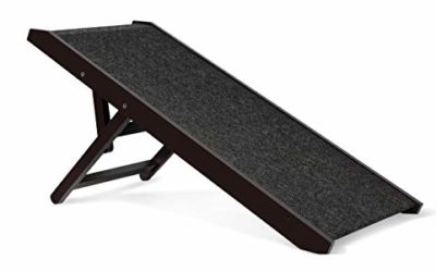 BIRDROCK HOME 16” Tall Adjustable Dog Ramp for Low Beds or Couches – Small Dogs or Cats Only – Decorative Wooden Folding Doggie Ramps – Paw Friendly Grip Carpet – 12, 14 or 16" Tall – Pet – Espresso