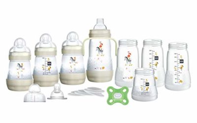MAM Baby Gift Set, Best Pacifier & Baby Bottle for Breastfed Babies, Grow with Baby' Set, Unisex, 19Count, White, 5 oz. & 9 oz. Bottles