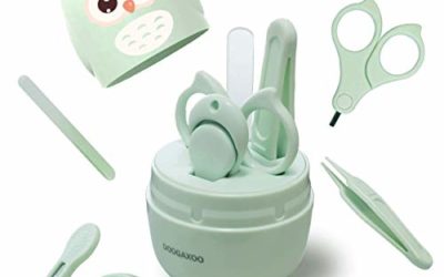 DOOGAXOO Baby Nail Clippers Kit, 4-in-1 Baby Nail Care Set with Cute Case, Baby Nail File, Nail Clipper, Scissor Tweezer, Baby Manicure Kit and Pedicure kit for Newborn, Infant, Toddler, Kids-Green