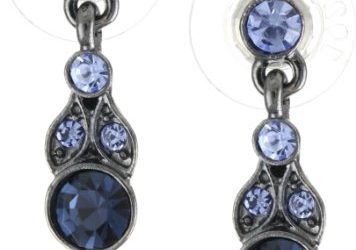 1928 Jewelry Hematite-Tone and Tonal Blue Drop Earrings