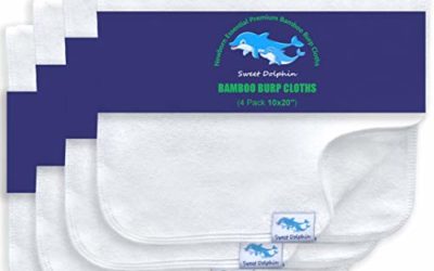 Organic Bamboo Burp Cloths 4 Pack Large 100% Bamboo Washcloths Double Layered Burping Cloths – Extra Absorbent and Soft Hand Washcloths – Milk Spit Up Rags – Burpy Bib for Unisex (White)