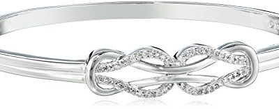 Sterling Silver Diamond Double Knot Bangle Bracelet (1/4 cttw, J Color, I3 Clarity)