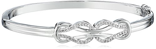 Sterling Silver Diamond Double Knot Bangle Bracelet (1/4 cttw, J Color, I3 Clarity)