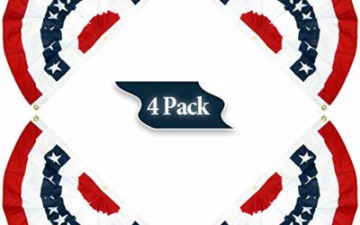 PINCHUANG 1.5x3Ft USA Patriotic Pleated Fan Flag – 4PC American US Flag Bunting Banner Patriotic Bunting Flag Stars and Stripes Flag Bunting for Memorial Day The 4th of July and Labour Day