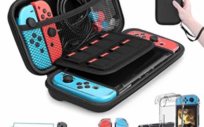 HEYSTOP Nintendo Switch Case – Nintendo Switch Carry Case Pouch + Switch Cover Case + HD Switch Screen Protector + Thumb Grips Caps for Nintendo Switch Console Accessories