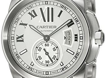 Cartier Men's W7100015 Calibre de Cartier Silver-Tone Stainless Steel Opaline Dial Watch