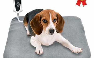 RIOGOO Pet Heating Pad, Upgraded Electric Dog Cat Heating Pad Indoor Waterproof, Auto Power Off 18" x 18" Grey