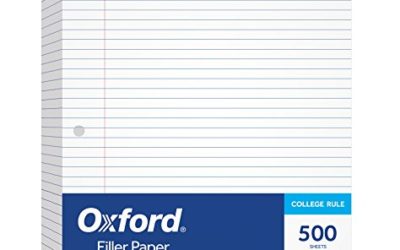 Oxford Filler Paper, 8-1/2" x 11", College Rule, 3-Hole Punched, Loose-Leaf Paper for 3-Ring Binders, 500 Sheets Per Pack (62349),White