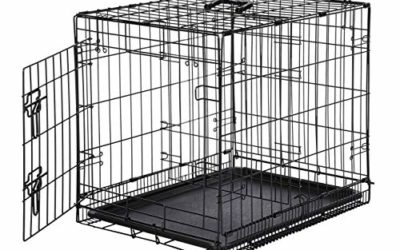 AmazonBasics Single Door Folding Metal Dog or Pet Crate Kennel with Tray, 24 x 18 x 20 Inches