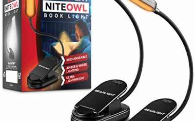 GearLight NiteOwl Rechargeable Book Light [2 Pack] – Dual Amber and White Modes, Reading Lights for Books in Bed at Night, Clip on Booklight Lamp for eReader, Headboard, Desk, School
