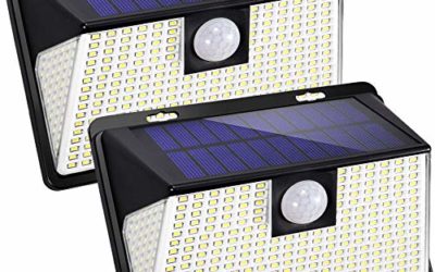 Solar Lights Outdoor with Lights Reflector,260 led Motion Sensor Lights 270&deg; Wide Angle and 3 Lighting Modes(Security/Permanent On All Night/Smart Brightness Control) with IP65 Waterproof (2pack)