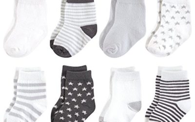 Touched by Nature Baby Organic Cotton Socks, Charcoal Stars, 0-6 Months