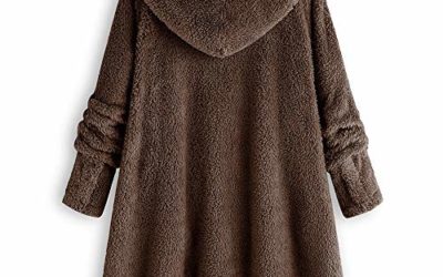 Women Jacket Long Sleeve Outwear Hooded Plush Button Pocket Sweater Plus Size Button Plush Cardigan Wool Winter Coat