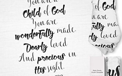 Ocean Drop Designs – White Muslin Swaddle Blankets – Psalm 139 ‘Child of God’ Quote – for Christening, Baptism, Baby Shower, & Godchild Gift – 100% Cotton, Breathable – Machine Washable (47”x47”)