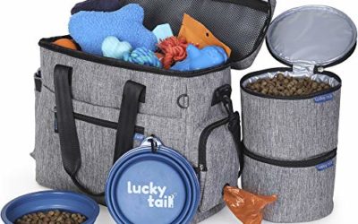 Dog Travel Bag for Supplies – Make Travel Easier with our Dog Bag for Travel – Includes Pet Travel Bag Organizer, 2 Collapsible Dog Bowls, 2 Dog Food Travel Bag – Dog Travel Bags for Dogs on the Go