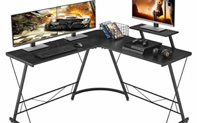 Mr IRONSTONE L-Shaped Desk 50.8" Computer Corner Desk, Home Gaming Desk, Office Writing Workstation with Large Monitor Stand, Space-Saving, Easy to Assemble, Black