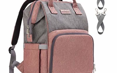 Diaper Bag Backpack Nappy Bag Upsimples Baby Bags for Mom and Dad Maternity Diaper Bag with USB Charging Port Stroller Straps Thermal Pockets,Water Resistant,Pink&Gray