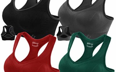 FITTIN Racerback Sports Bras for Women- Padded Seamless High Impact Support for Yoga Gym Workout Fitness 4 Pack M