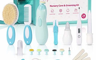 Baby Healthcare and Grooming Kit, 24 in 1 Baby Electric Nail Trimmer Set, Lupantte Nursery Care Kit, Toddler Nail Clippers, Medicine Dispenser, Infant Comb, Brush, etc. Baby Care Products.