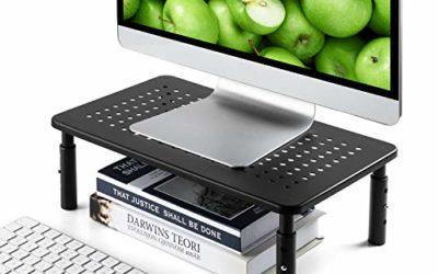 LORYERGO Monitor Riser Stand – 3 Height Adjustable Computer Stand, Laptop Stand Riser with Metal Vented Platform & Underneath Storage for Printer, Desk Organizer for Office & Home