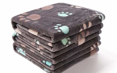 Luciphia 1 Pack 3 Blankets Super Soft Fluffy Premium Fleece Pet Blanket Flannel Throw for Dog Puppy Cat Paw Dark Grey Small