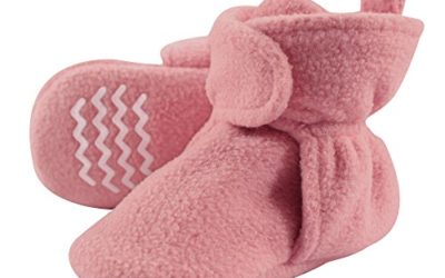 Hudson Baby Unisex Cozy Fleece Booties, Strawberry Pink, 6-12 Months