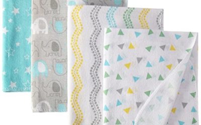 Luvable Friends Unisex Baby Cotton Flannel Receiving Blankets, Basic Elephant, One Size