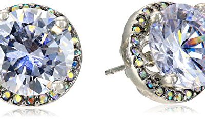 Betsey Johnson Women's Crystal Rhodium Crystal Stud Medium Earrings Crystal Stud Earrings