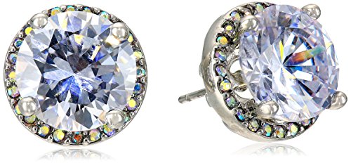 Betsey Johnson Women's Crystal Rhodium Crystal Stud Medium Earrings Crystal Stud Earrings