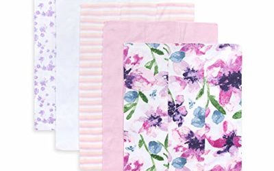 Burt's Bees Baby – Burp Cloths, 5-Pack Extra Absorbent 100% Organic Cotton Burp Cloths (Watercolor Daylily) (LY27007-LLM-OS-H)