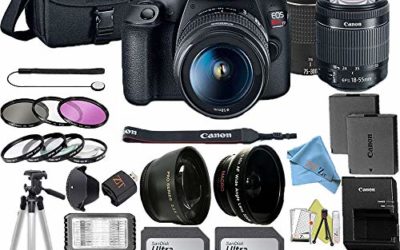 Canon EOS Rebel T7 DSLR Camera Bundle with Canon 18-55mm Lens + Canon EF 75-300mm f/4-5.6 III Lens + 2pc SanDisk 32GB Memory Cards + Accessory Kit