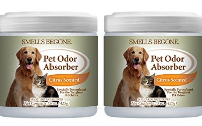 Smells Begone Air Freshener Pet Odor Absorber Gel – Made with Natural Essential Oils – Absorbs and Eliminates Odor in Pet Areas, Bathrooms, Cars, Boats (15 Ounce) (Pet Citrus Scent 2 Pack)