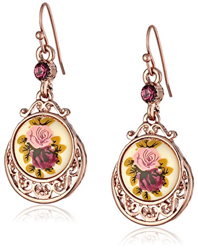 1928 Jewelry Rose Gold Amy Flower Dangle Earrings