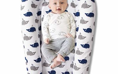 Premium Co Sleeper for Baby – Durable Cotton Blend Newborn Lounger – Soft Portable Baby Nest – Perfect for Co-Sleeping and Travelling, Nautical Whales