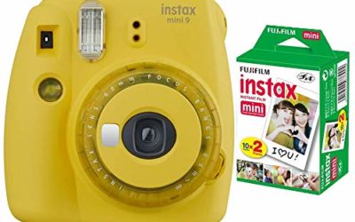 Fujifilm instax Mini 9 Instant Camera (Yellow) with Film Pack (20 Sheets) Bundle (2 Items)