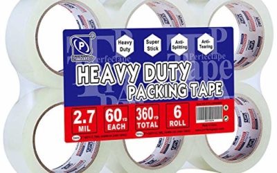 PERFECTAPE Heavy Duty Packing Tape 6 Rolls, Total 360Y, Clear, 2.7 mil, 1.88 inch x 60 Yards, Ultra Strong, Refill for Packaging and Shipping