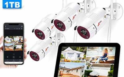 ANRAN Wireless Security Camera System with 13'' LCD Monitor, All-in-one 8CH 1080P WiFi NVR Pre-Install 1TB Hard Drive 4pcs Outdoor Surveillance Cameras with Night Vision,Motion Detection,Remote View