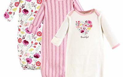 Touched by Nature Unisex Baby Organic Cotton Gowns, Botanical, 0-6 Months