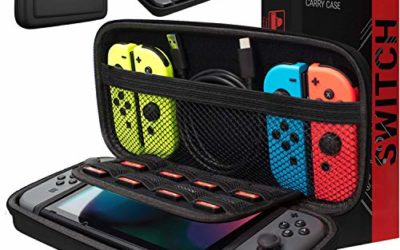 Orzly Carry Case Compatible with Nintendo Switch – Black Protective Hard Portable Travel Carry Case Shell Pouch for Nintendo Switch Console & Accessories