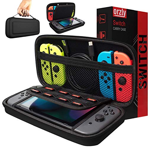 Orzly Carry Case Compatible with Nintendo Switch – Black Protective Hard Portable Travel Carry Case Shell Pouch for Nintendo Switch Console & Accessories